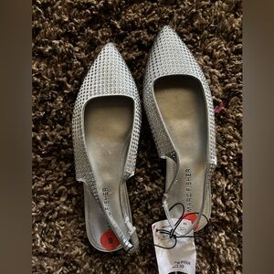 Marc Fisher Metallic Silver Studded Flats